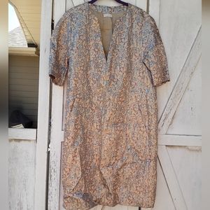Dries Van Noten Metallic Floral Dress Size S.